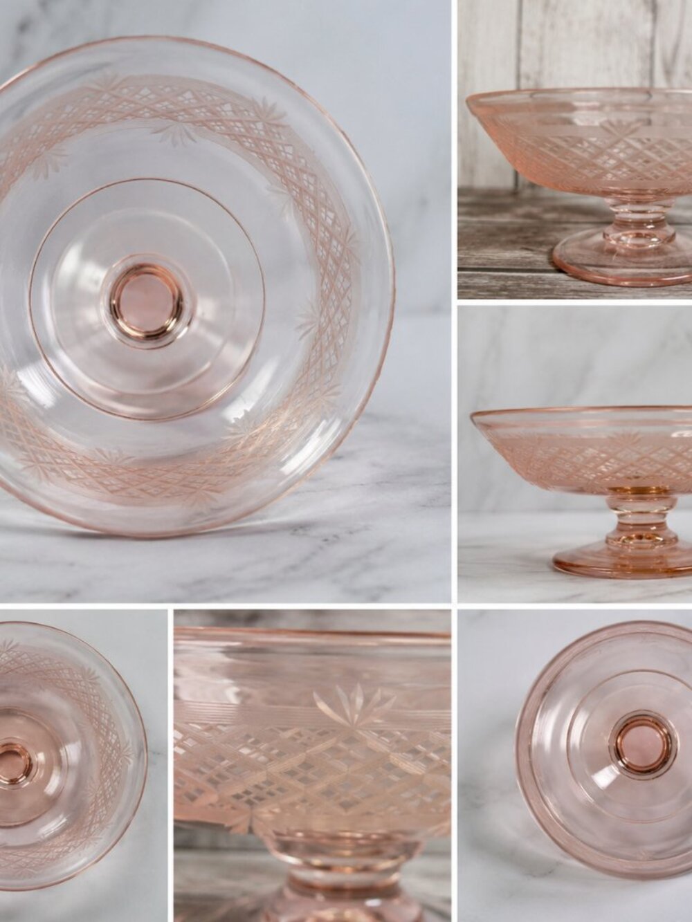 Title SD-55--Vintage Pink Depression Glass Footed Sherbet Dish